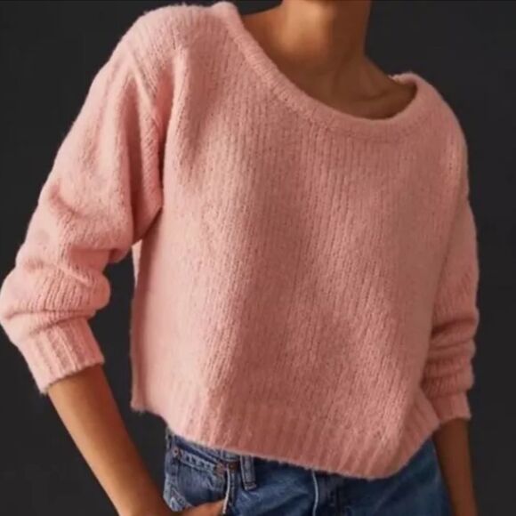 Anthropologie Wool Blend Light Pink Sweater Chunky Medium - Picture 5 of 5